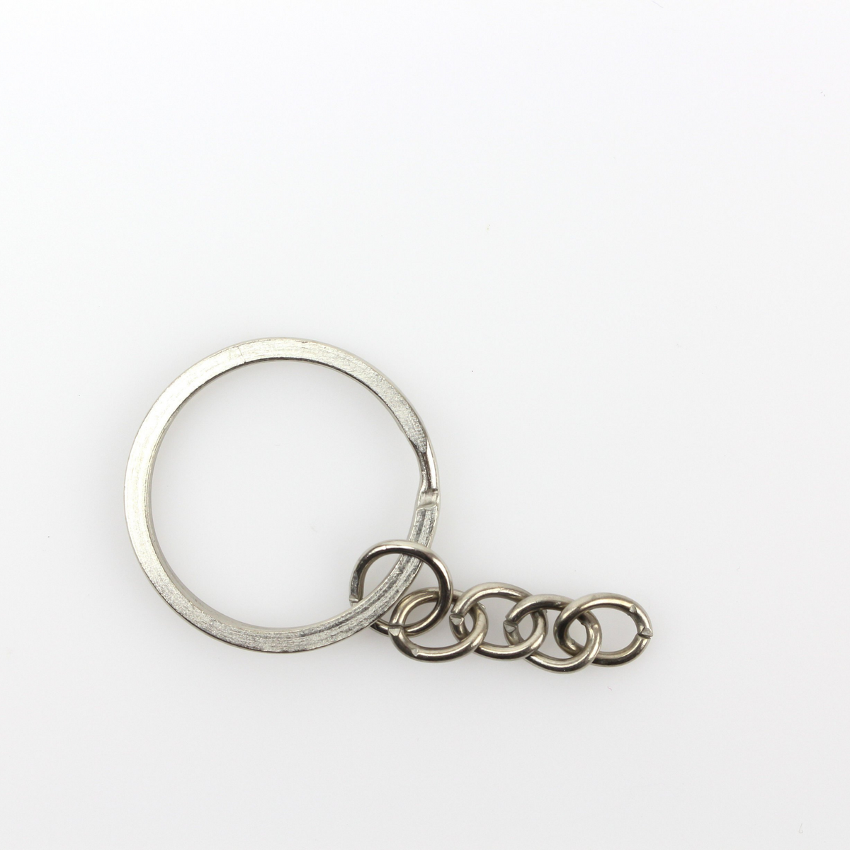 Split Key Ring with Attached Chain - Silver Tone 1 inch keyrings 1pc