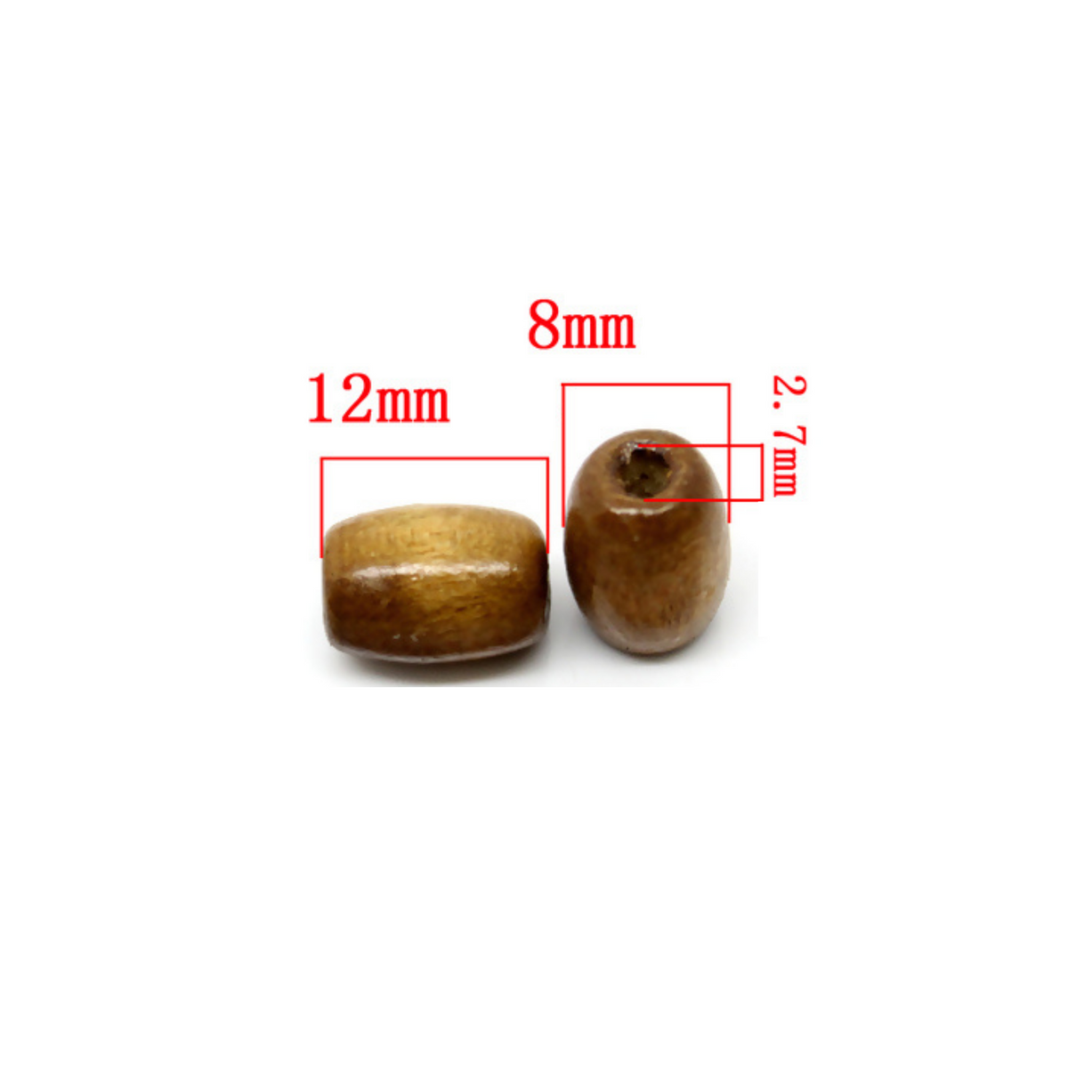 Brown Wood Beads - Oval Wooden Prayer Beads 12x8mm, 60pcs