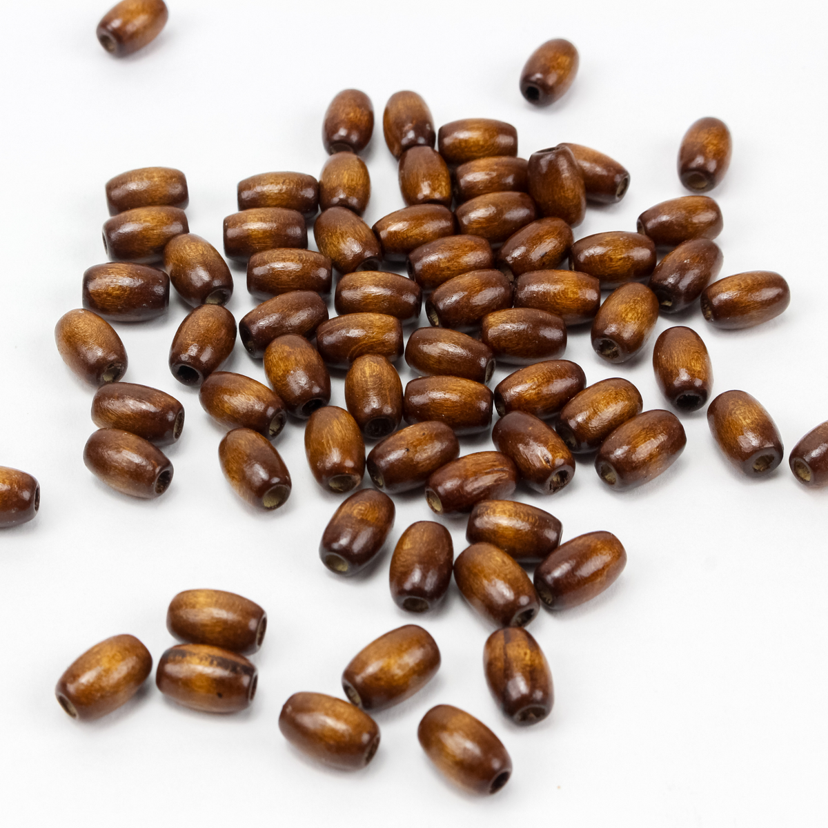 brown cylinder wooden beads that 12mm long by 8mm wide with 2.7mm hole