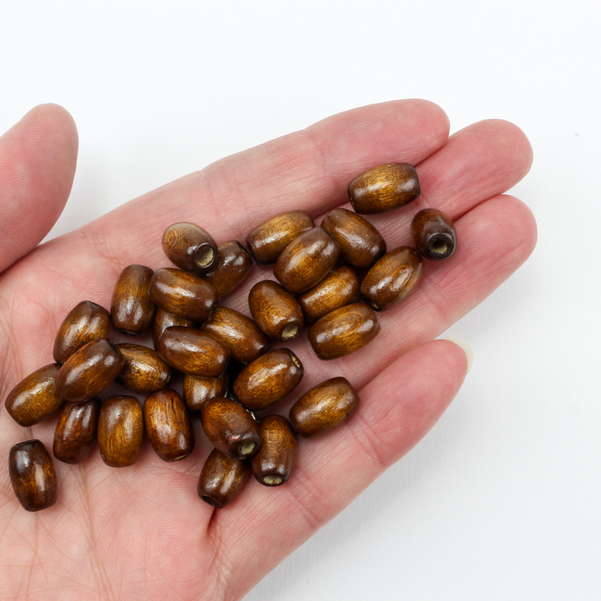 Brown Wood Beads - Oval Wooden Prayer Beads 12x8mm, 60pcs