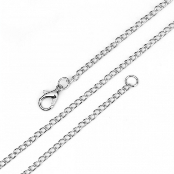 Silver Tone Necklace 24-3/8" Long - Link Curb Chain with Lobster Claw Clasp