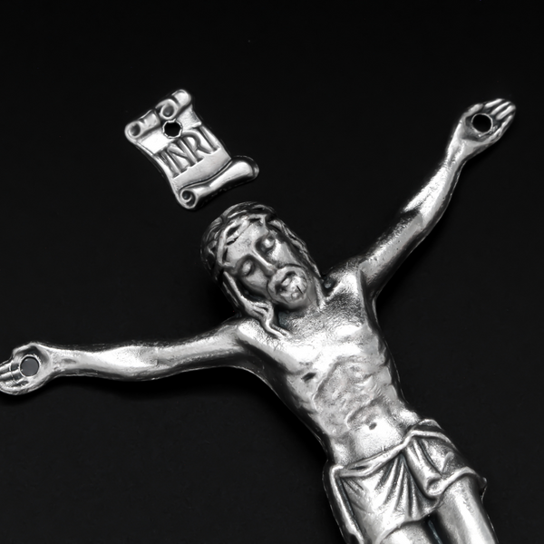 Silver Corpus for Crucifix - Body of Christ 2-3/4" long w/ pre dilled 2mm holes