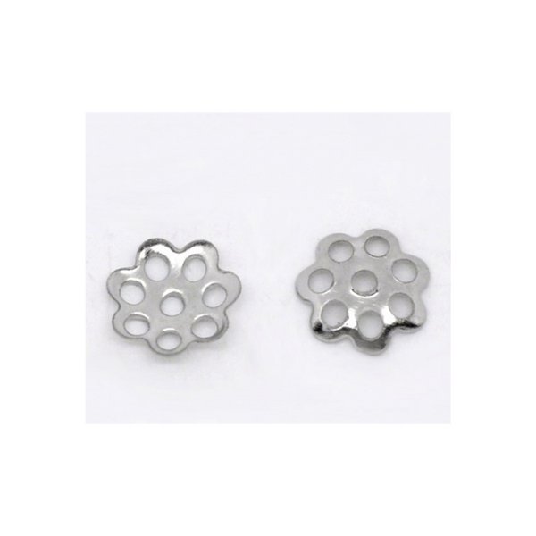 Alloy Flower Bead Caps - Silver Color - 6mm in Diameter (fits beads 6-10mm) Sold in pkgs of 120 caps
