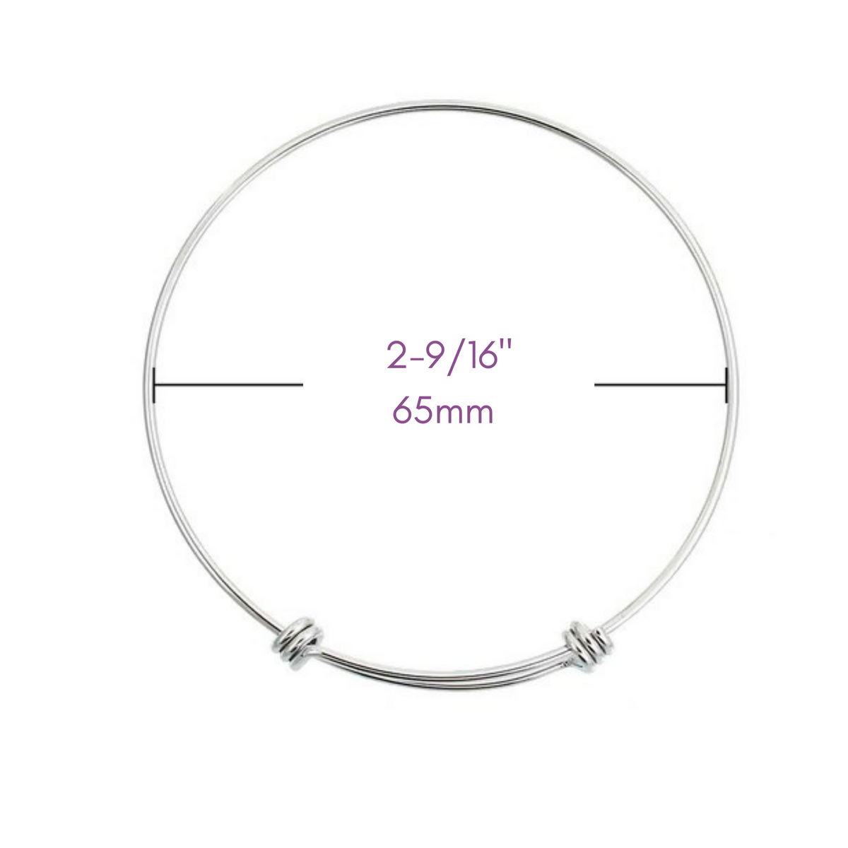 Adjustable Bangle Bracelet - Stainless Steel Wire Expandable Charm Bracelet 65mm