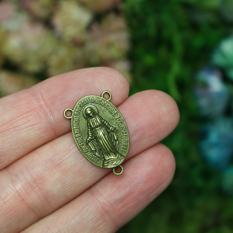 Miraculous Medal Rosary Centerpieces Antique Bronze - 5pcs