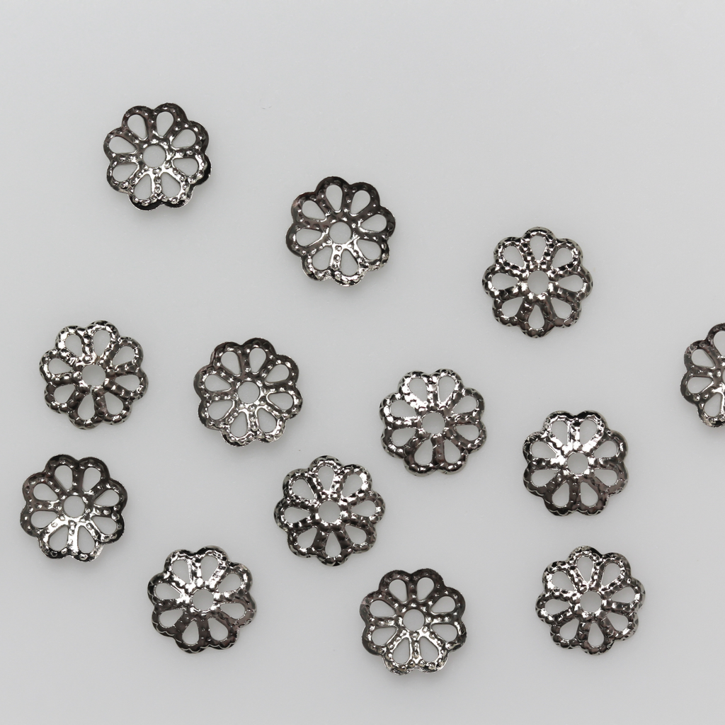 Silver Flower Bead Caps 6mm in diameter (Fit beads 6-10mm) Sold in, Bead  Caps 