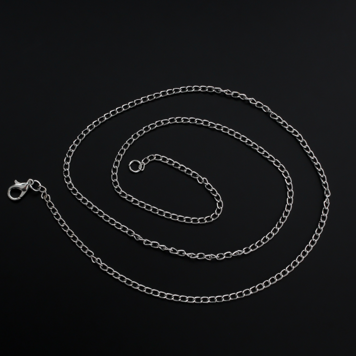 Silver Tone Necklace 24-3/8" Long - Link Curb Chain with Lobster Claw Clasp