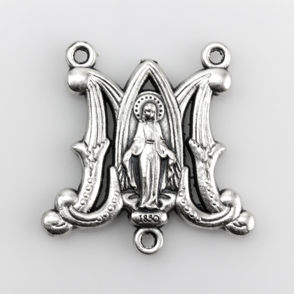 Miraculous Mary Rosary Center - Ave Maria Silver Plated Centerpiece