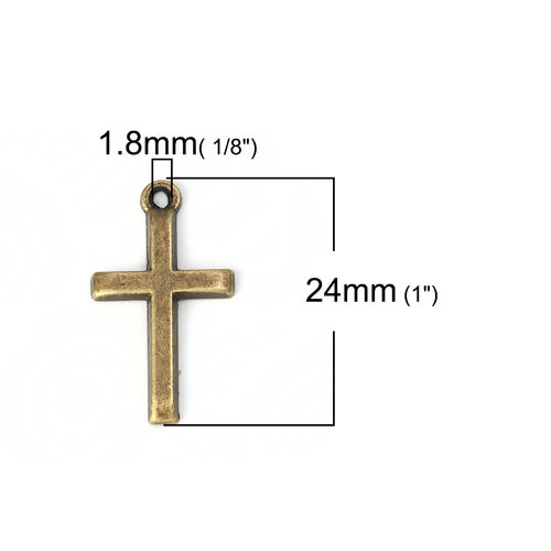 Religious Classic Cross Charm Pendant - Bronze 10pcs