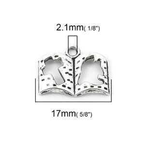 Holy Bible Charms with a Cross and Dove Cutout - Silver Tone 25pcs