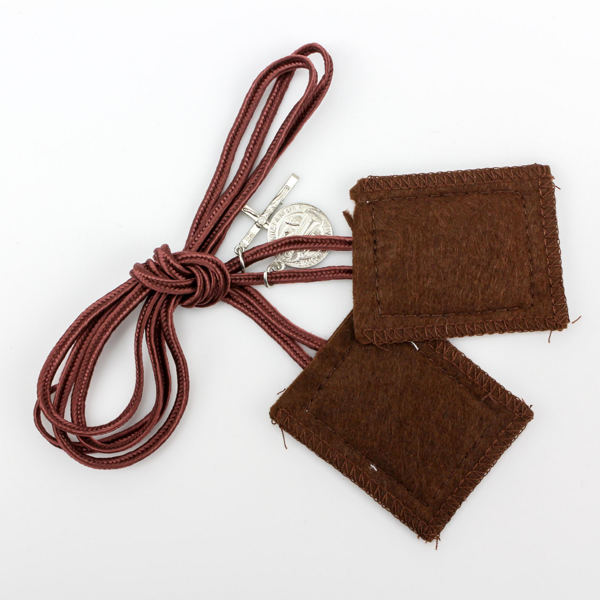 Brown Scapular Our Lady of Mount Carmel Simon Stock with St Benedict Medal