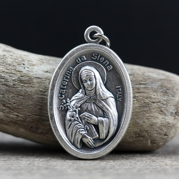 saint catherine siena one inch oval medal