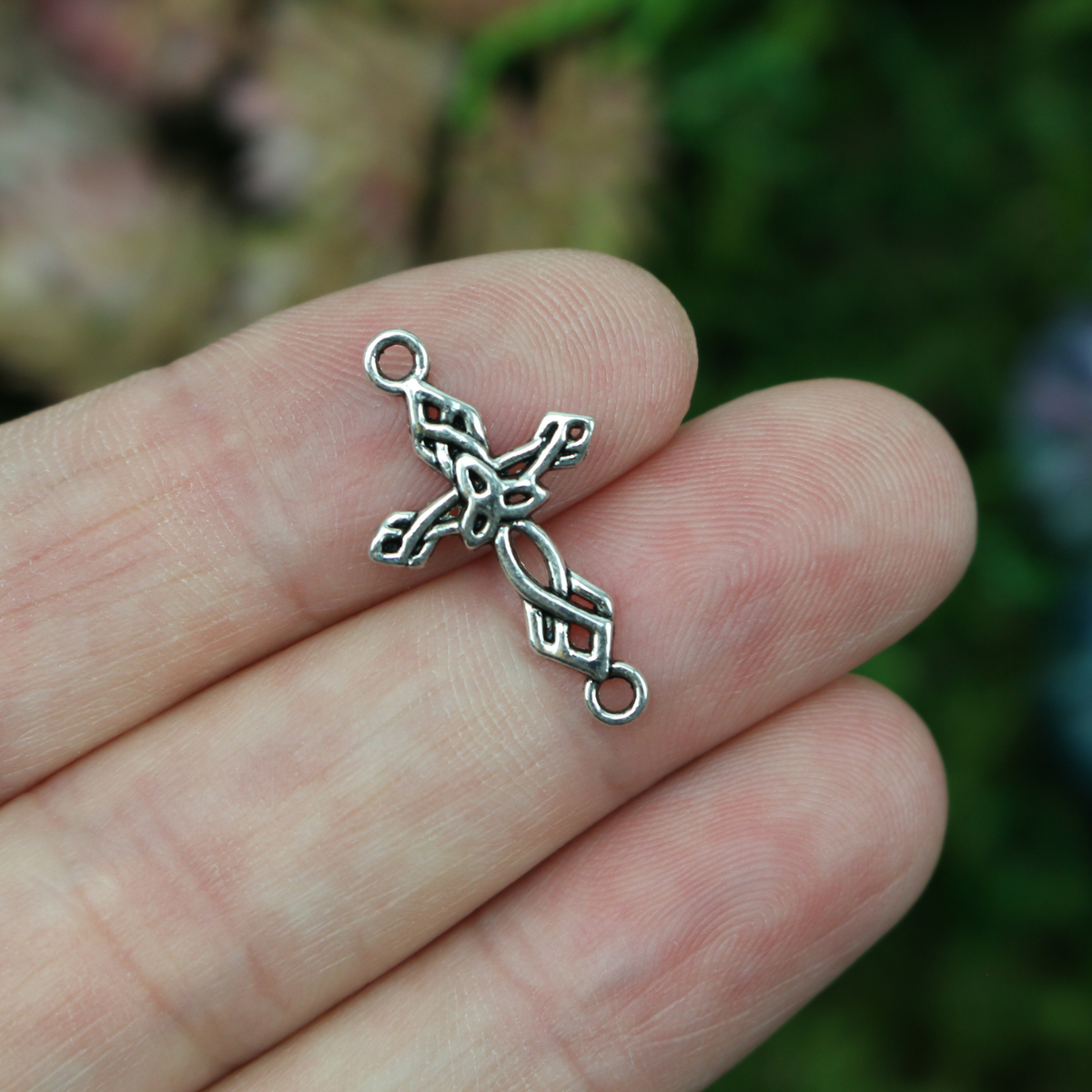Silver Celtic Cross Connector Links 22mmx13mm - 20pcs
