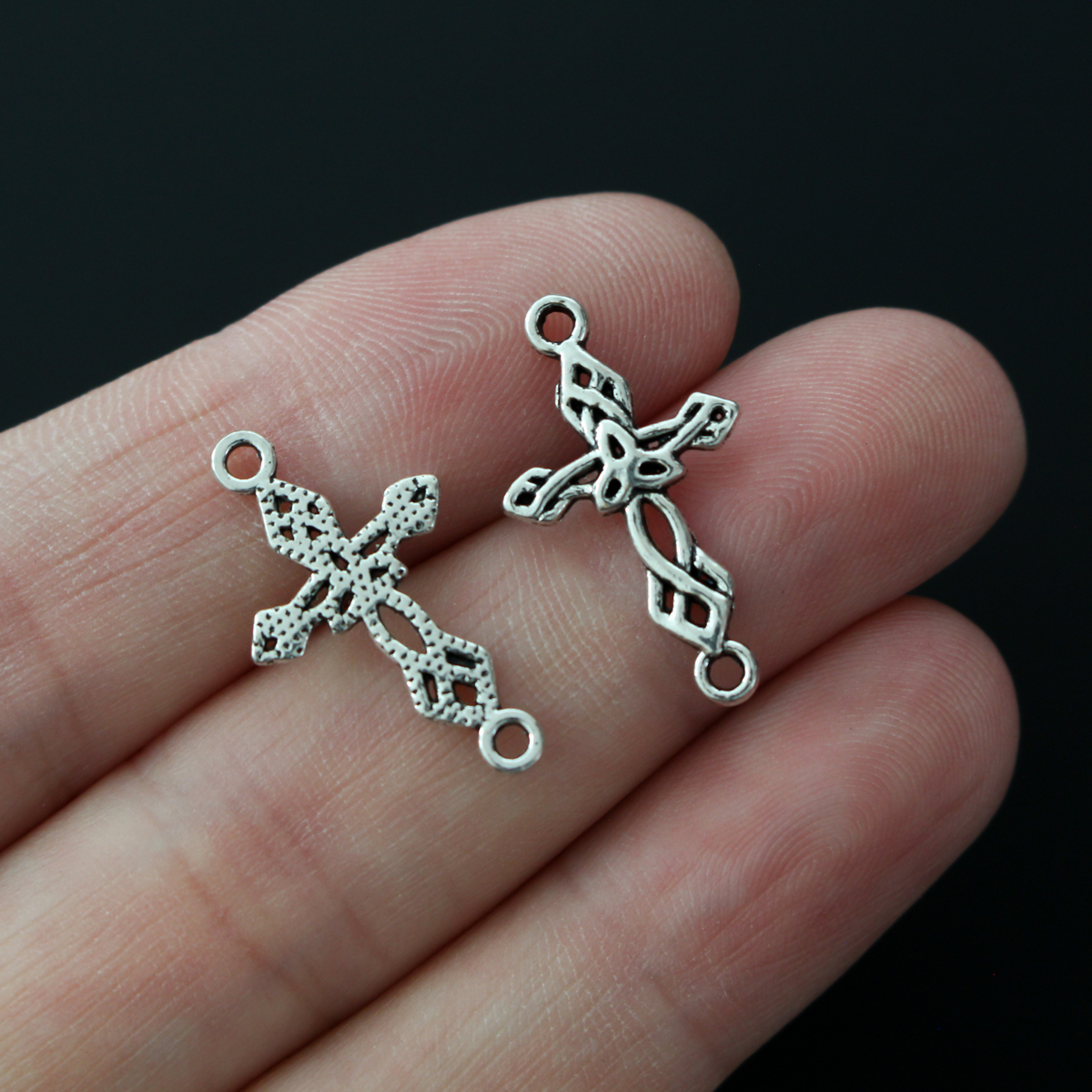 Silver Celtic Cross Connector Links 22mmx13mm - 20pcs