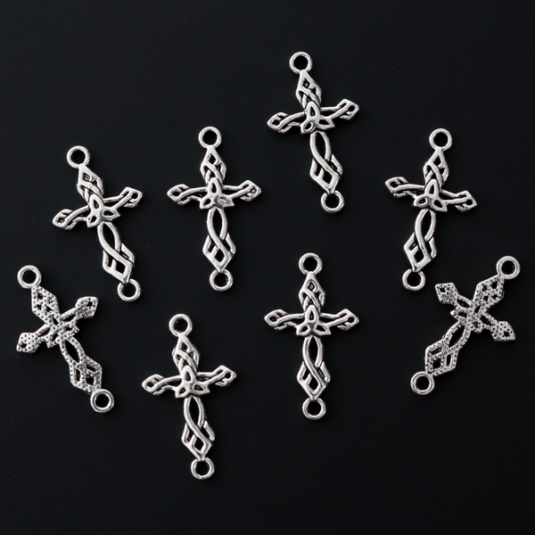 Silver Celtic Cross Connector Links 22mmx13mm - 20pcs