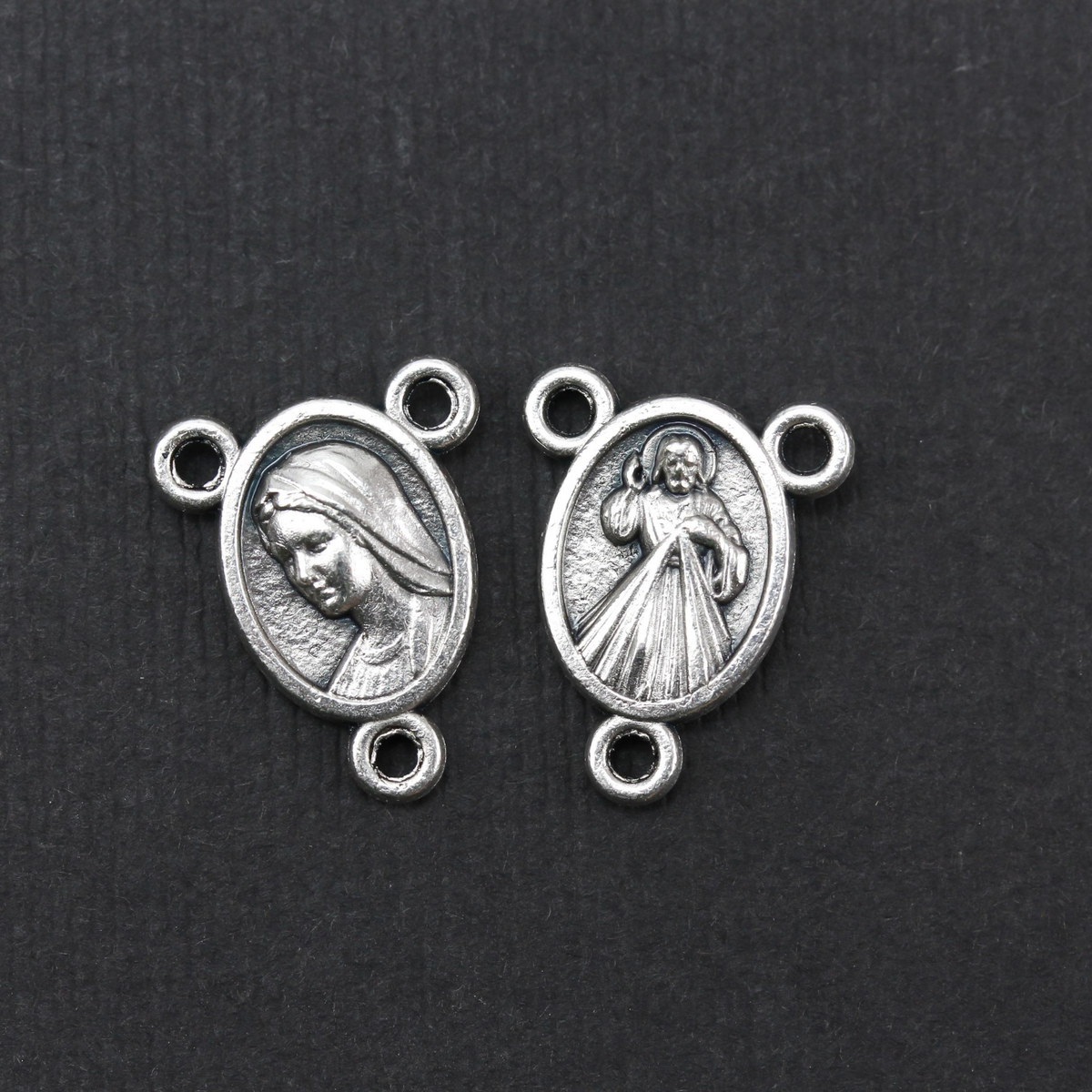 Divine Mercy and Our Lady of Medjugorje rosary centerpiece