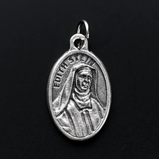 Edith Stein, also known as, Saint Teresa Benedicta of the Cross medal that depicts the saint on the front and marked "Pray For Us" on the backside
