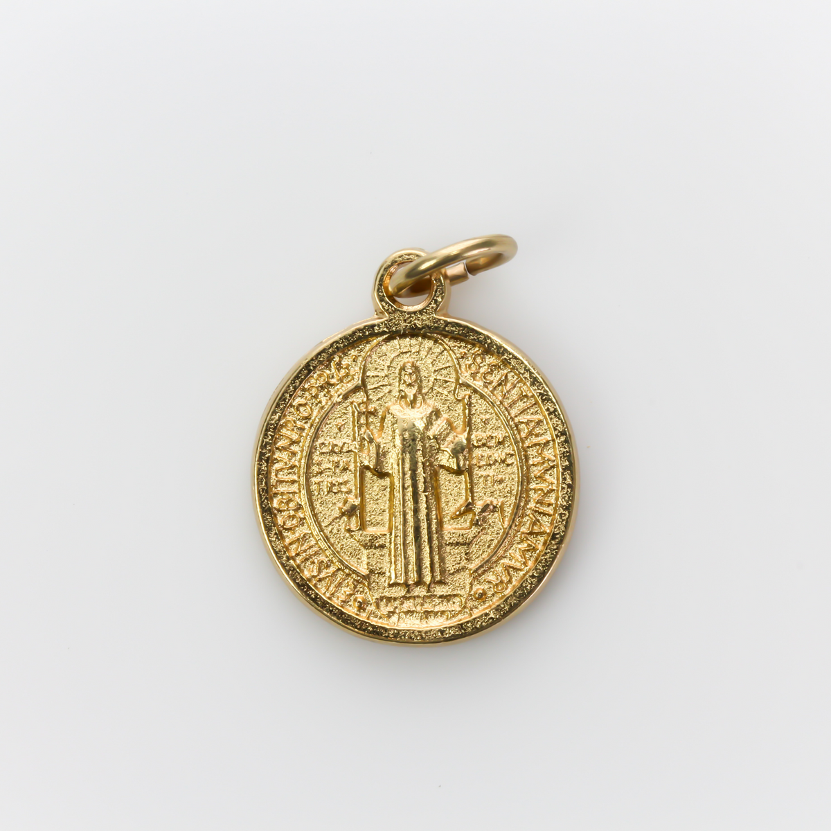 Saint Benedict protection medal that is gold-tone in color 17mm