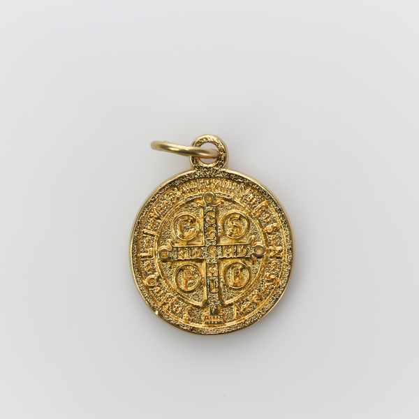 Saint Benedict protection medal that is gold-tone in color 17mm