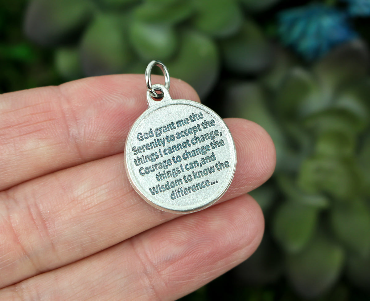 Praying Hands Serenity Prayer Medal - Made in Italy