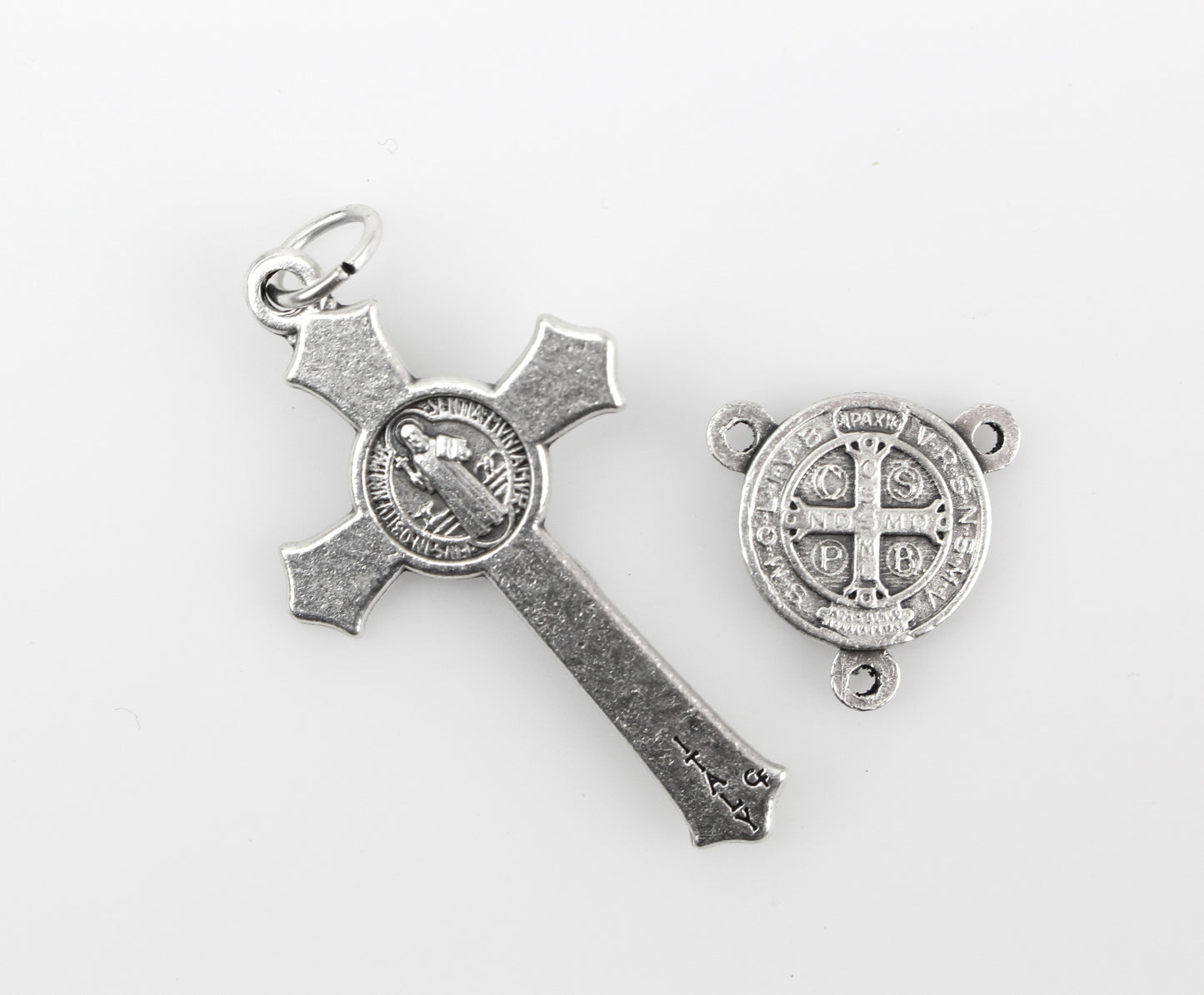 Saint Benedict Rosary and Centerpiece Crucifix Cross with Flared Edges - One Set