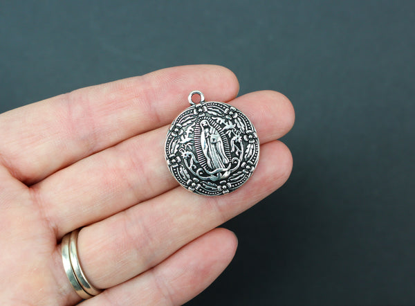 Our Lady of Guadalupe Round Devotional Pendant - 2pcs