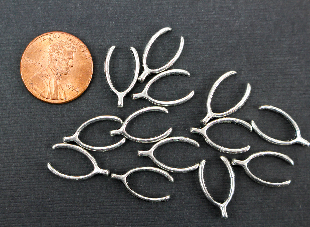 Wishbone Charms - Symbol of Good Luck Pendant 25 pieces