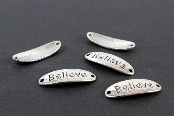 Believe Religious Message Bracelet Connector Charm - Silver Tone 12pcs