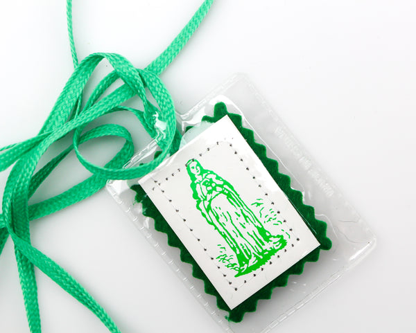 Green Scapular Badge of the Immaculate Heart of Mary - Laminated