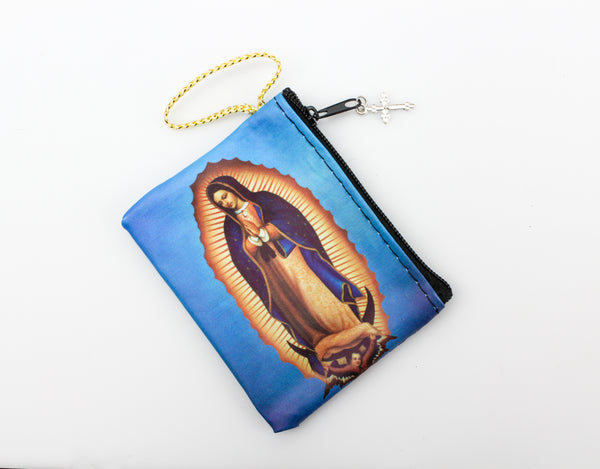 Our Lady of Guadalupe Rosary Pouch Coin Purse with Zipper Closure