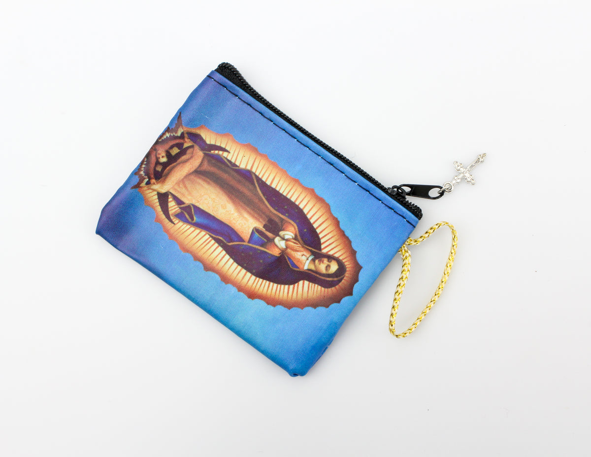 Our Lady of Guadalupe Rosary Pouch Coin Purse with Zipper Closure