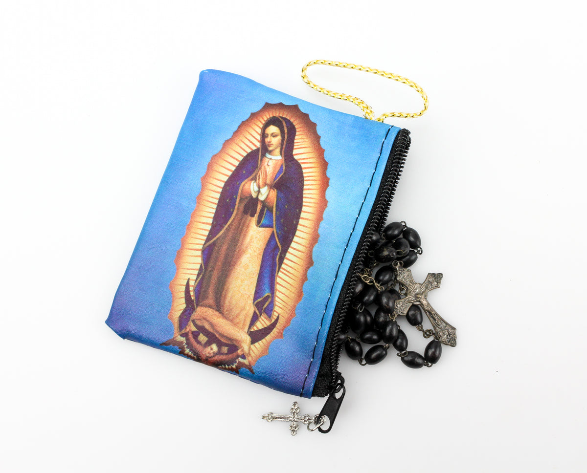 Our Lady of Guadalupe Rosary Pouch Coin Purse with Zipper Closure