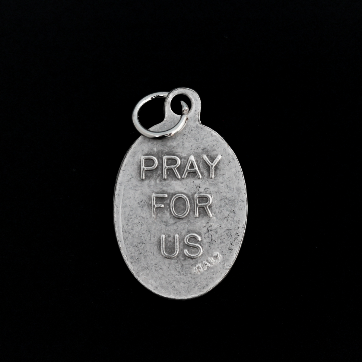 Saint John Berchmans medal. The front depicts the saint and the reverse is marked "Pray For Us".