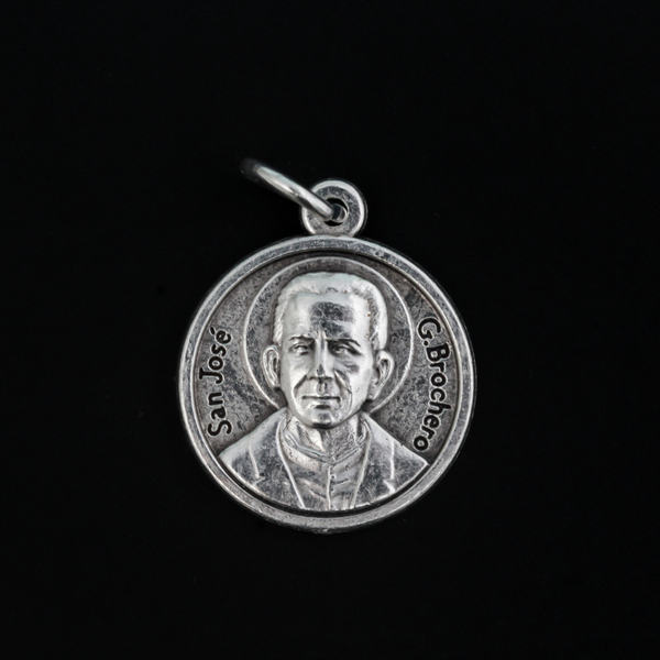 Saint José Gabriel del Rosario Brochero medal. The front depicts the saint and the reverse is marked "Pray For Us" in Spanish: Ruega Por Nosotros