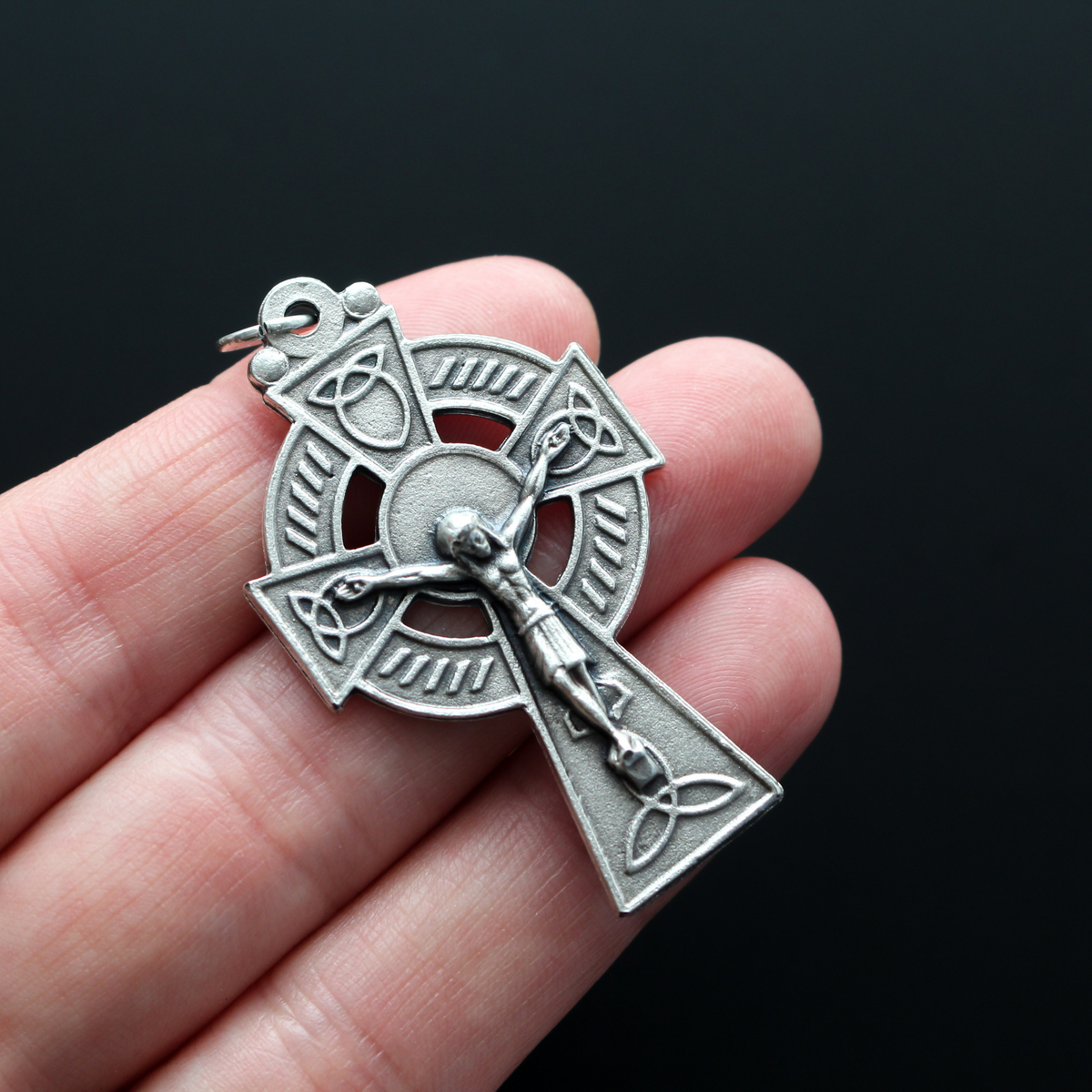 Celtic Crucifix Pendant 1-7/8" long - Erin Go Bragh Irish Cross