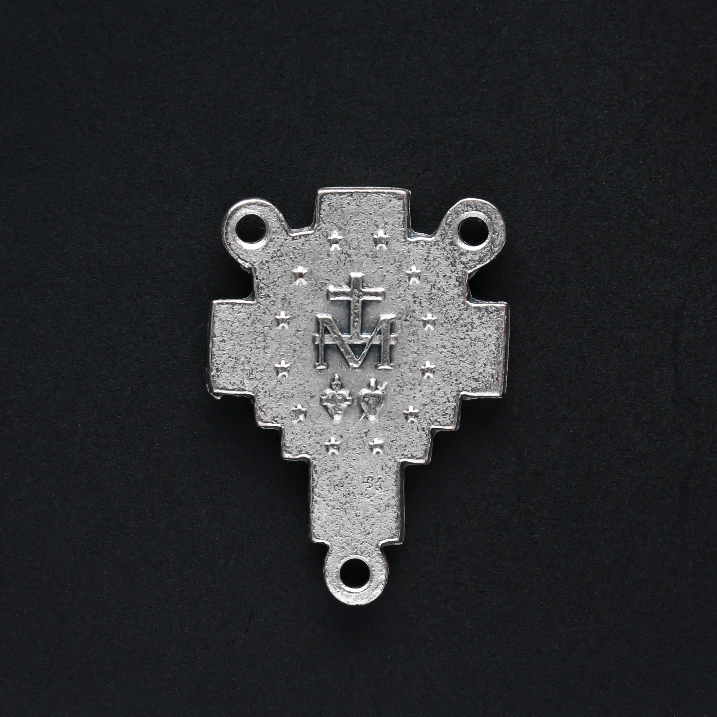 Miraculous Medal Rosary Centerpiece in a Cross Shape detailed with Flowers