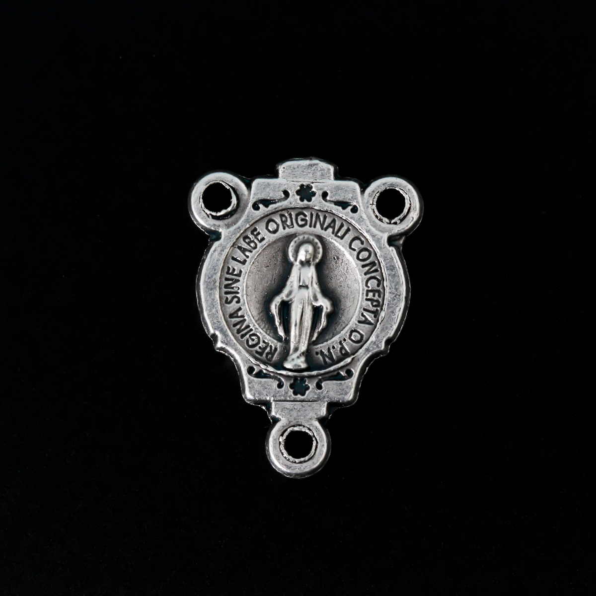 Miraculous Medal rosary centerpiece that is small in size