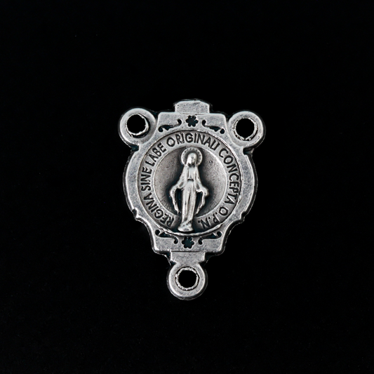 Miraculous Medal rosary centerpiece that is small in size