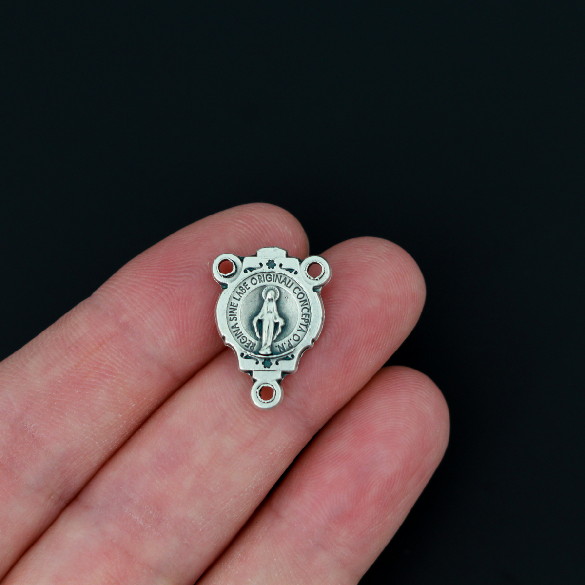 Miraculous Mary Medal Rosary Centerpiece 3/4" long