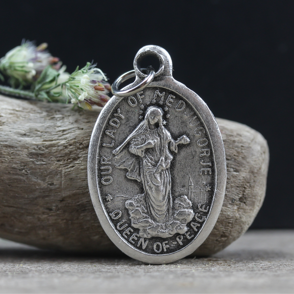 Our Lady of Medjugorje one inch oval die cast medal