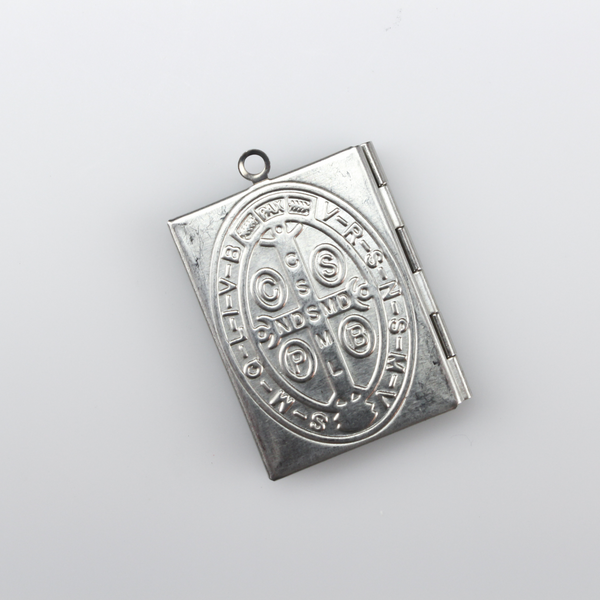 Saint Benedict Medal Stainless Steel Locket Pendant - Photo Frame Charm 1pc