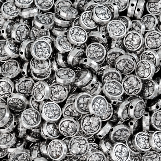 Saint Joseph Holy Family Metal Spacer Beads - 9.5mm in diameter 60pcs