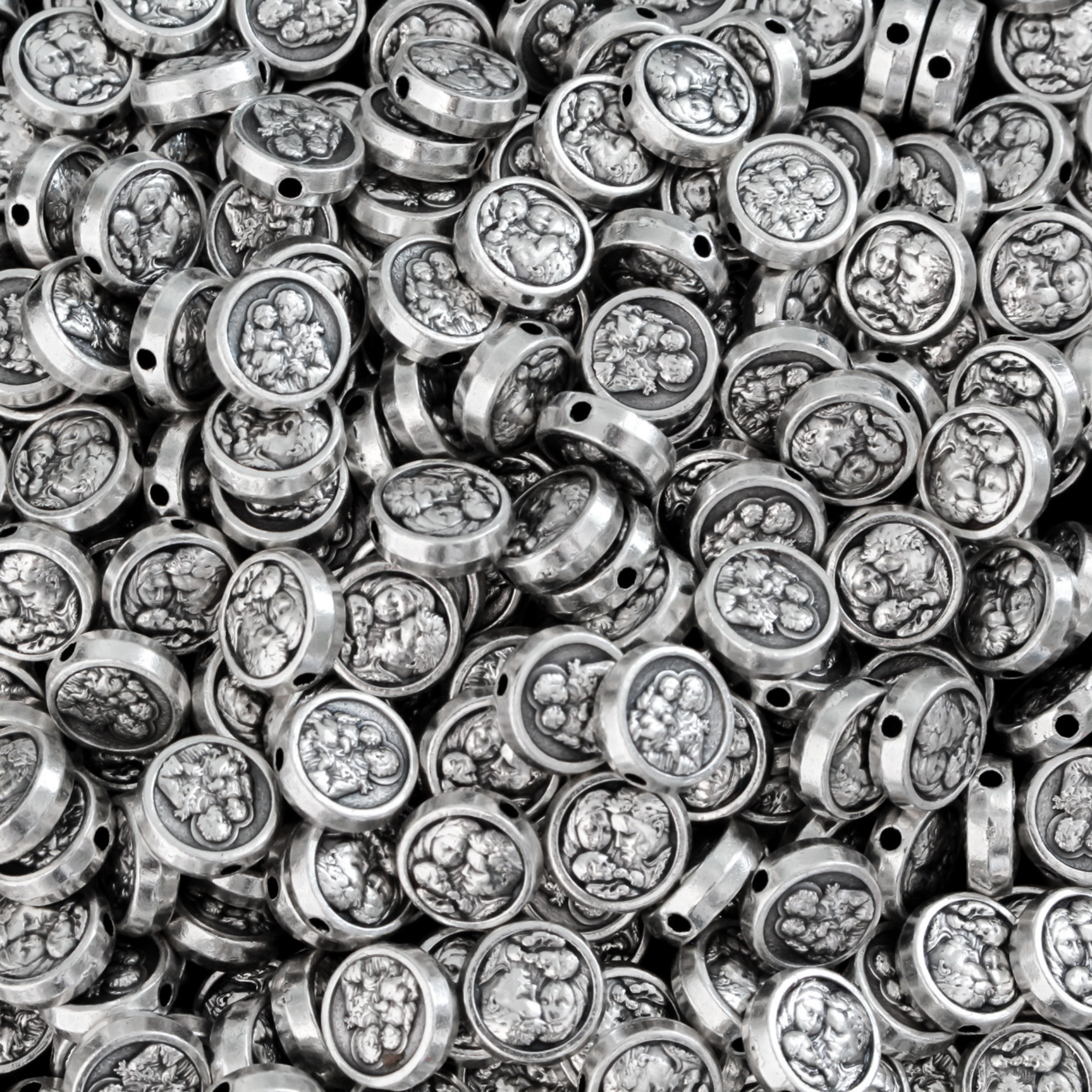 60 Saint Joseph Holy Family Metal Spacer Beads - 9.5mm in diameter 60pcs
