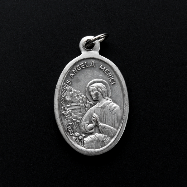 Saint Angela Merici 1" silver oxidized medal
