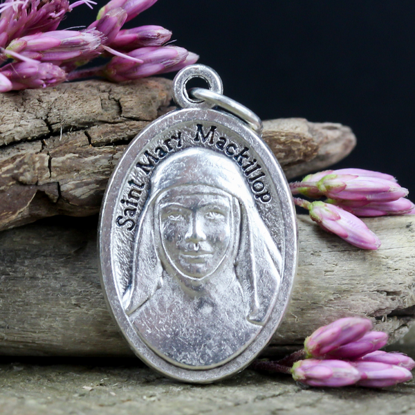 Saint Mary MacKillop die cast silver tone one inch oval medal
