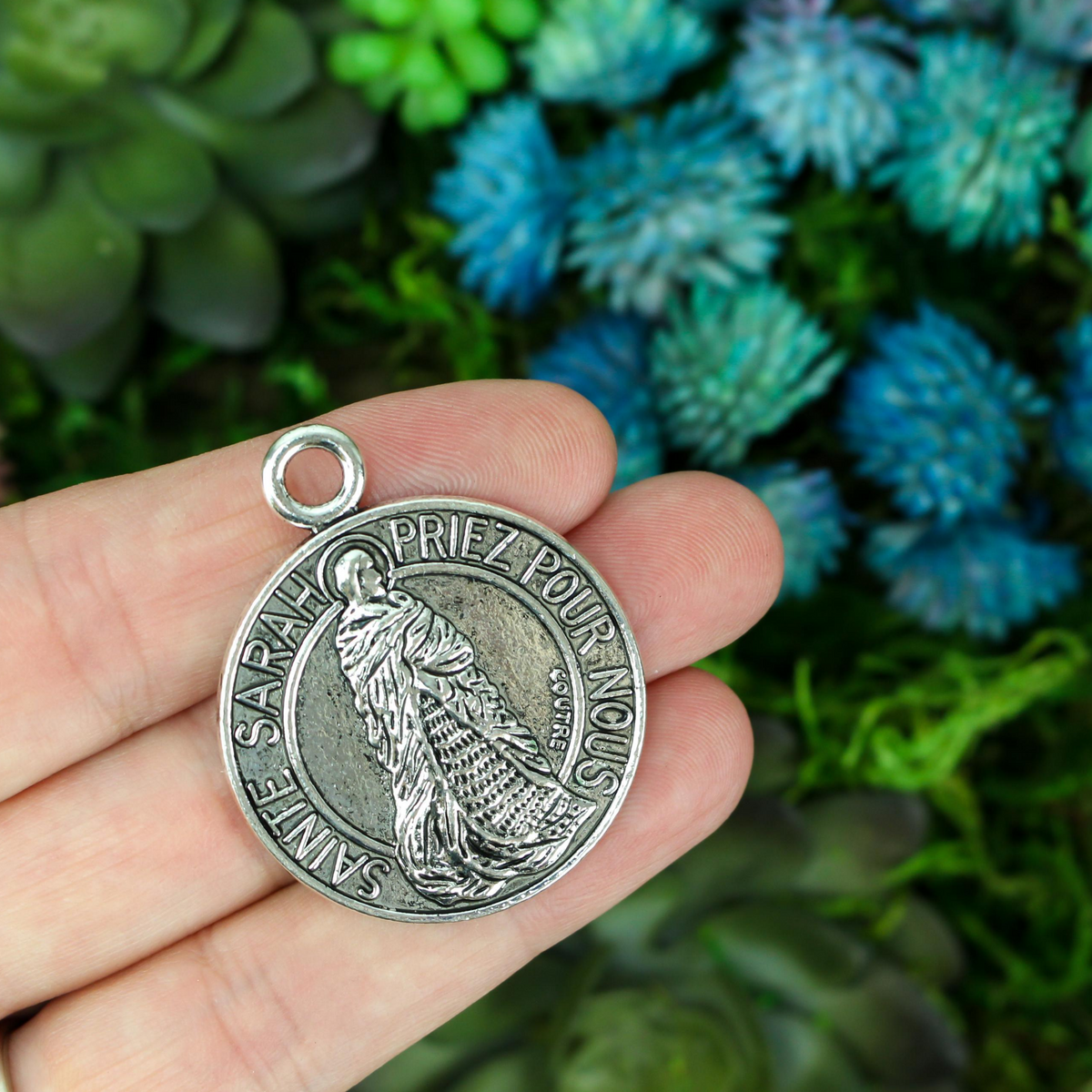 large round saint sarah kali medal patron of the gypsies