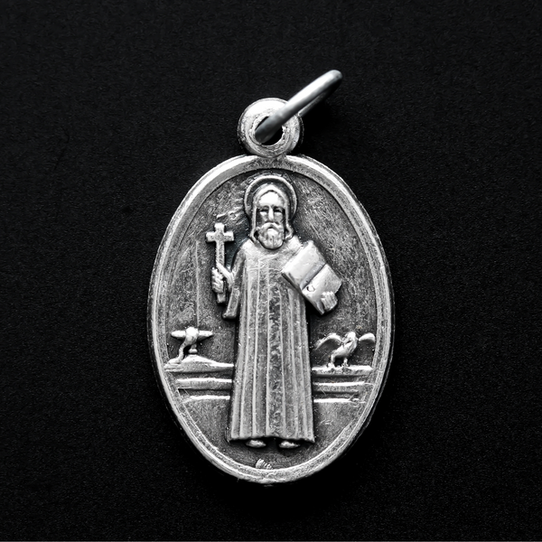 saint benedict one inch die cast silver plated medal
