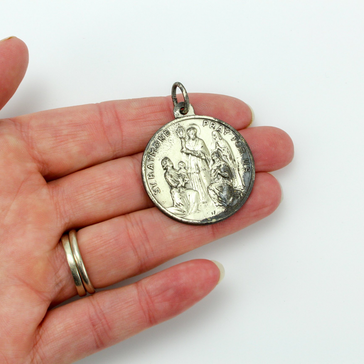 Vintage Saint Raymond and Saint Serapion Pray for Us Medal