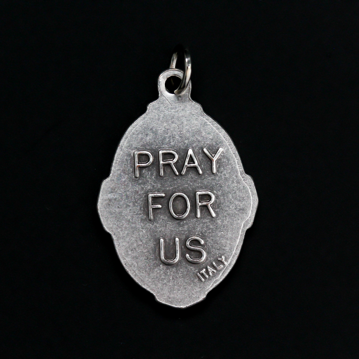 Saint Anthony of Padua deluxe ornate medal that depicts St. Anthony holding infant Jesus on the front and "Pray For Us" on the back