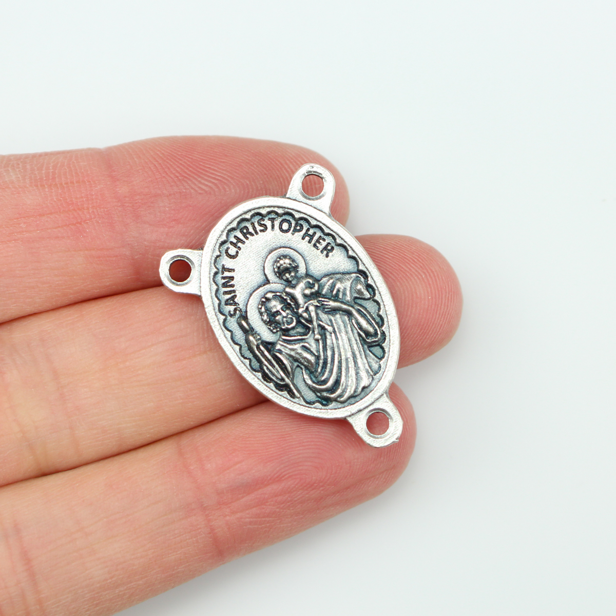 Saint Christopher Rosary Centerpiece - Travel Protection Automobile Rosary Parts